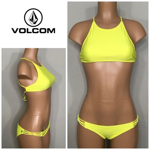 New. Volcom yellow Strappy bikini. - Picture 1 of 7